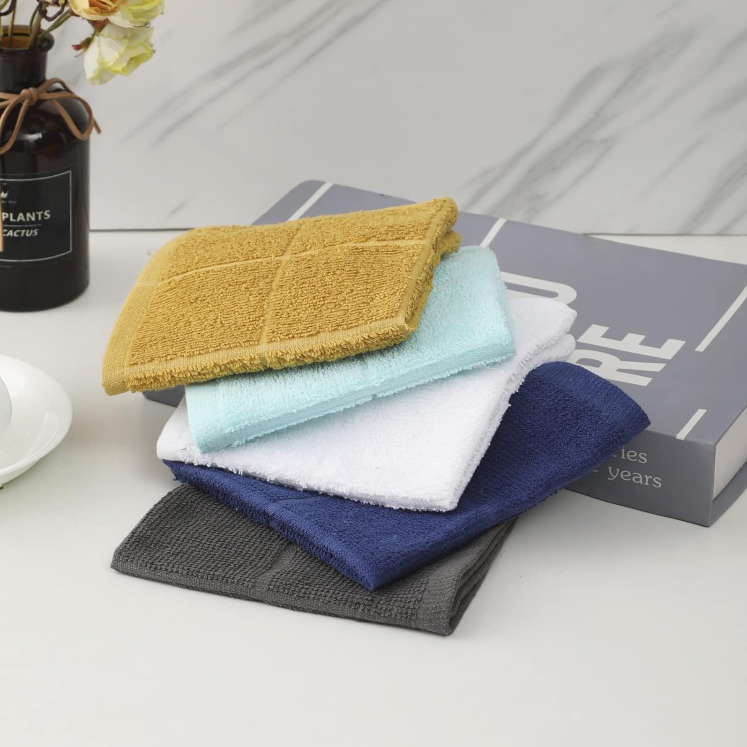 Glynniss Dishcloths Kitchen Highly Absorbent Dish Rags 100% Cotton Dish Cloths for Washing Dishes