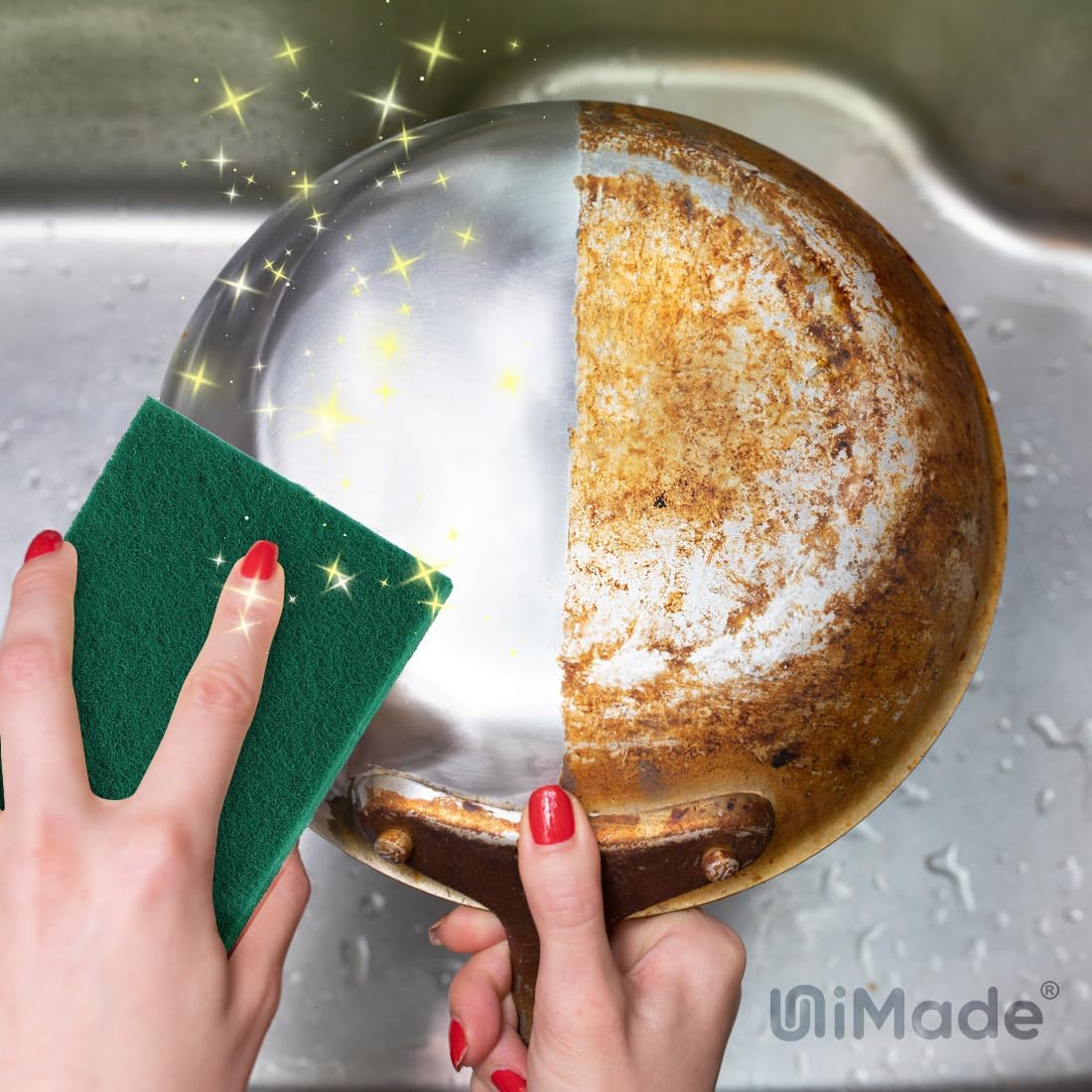 Heavy Duty Scouring Pad, 96Pcs Household Scour Pad for Kitchen, Garage and Outdoors, Reusable Dish