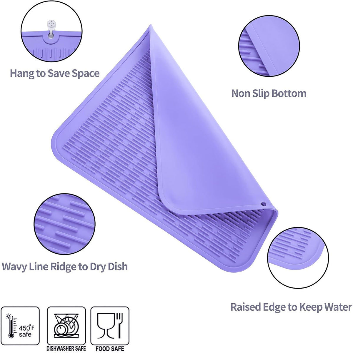 Silicone Dish Drying Mat for Multiple Usage,Easy clean,Eco-friendly,Heat-resistant Silicone Mat for