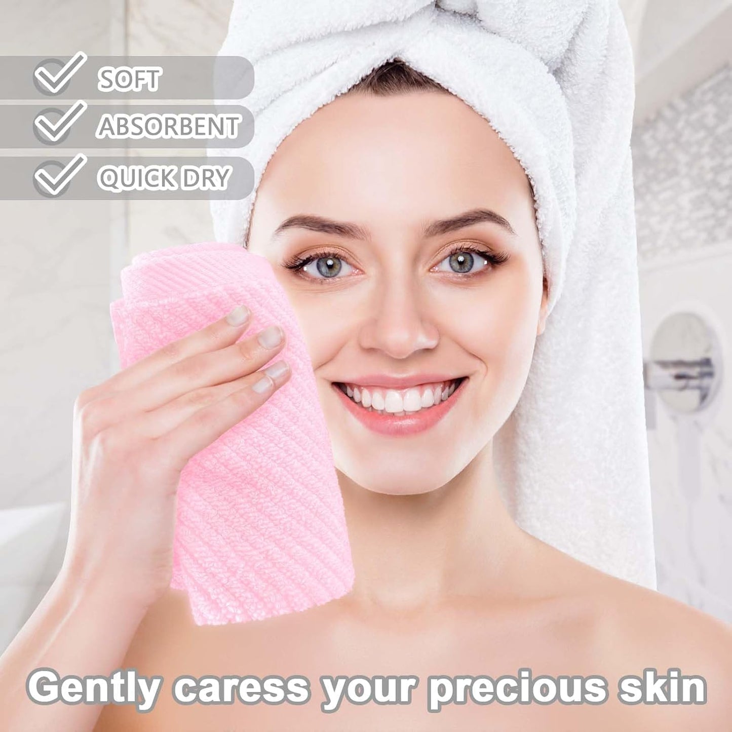 VOOVA & MOVAS Towels for Face, 13"x13" - 100% Cotton | Lightweight | Thick | Quick Dry | Soft |
