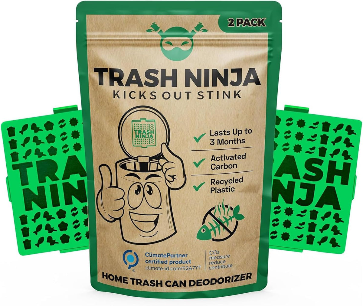 Trash Ninja Trash Can Deodorizer and Odor Eliminator (2 Pack) for Indoor Trash Cans Up to 10