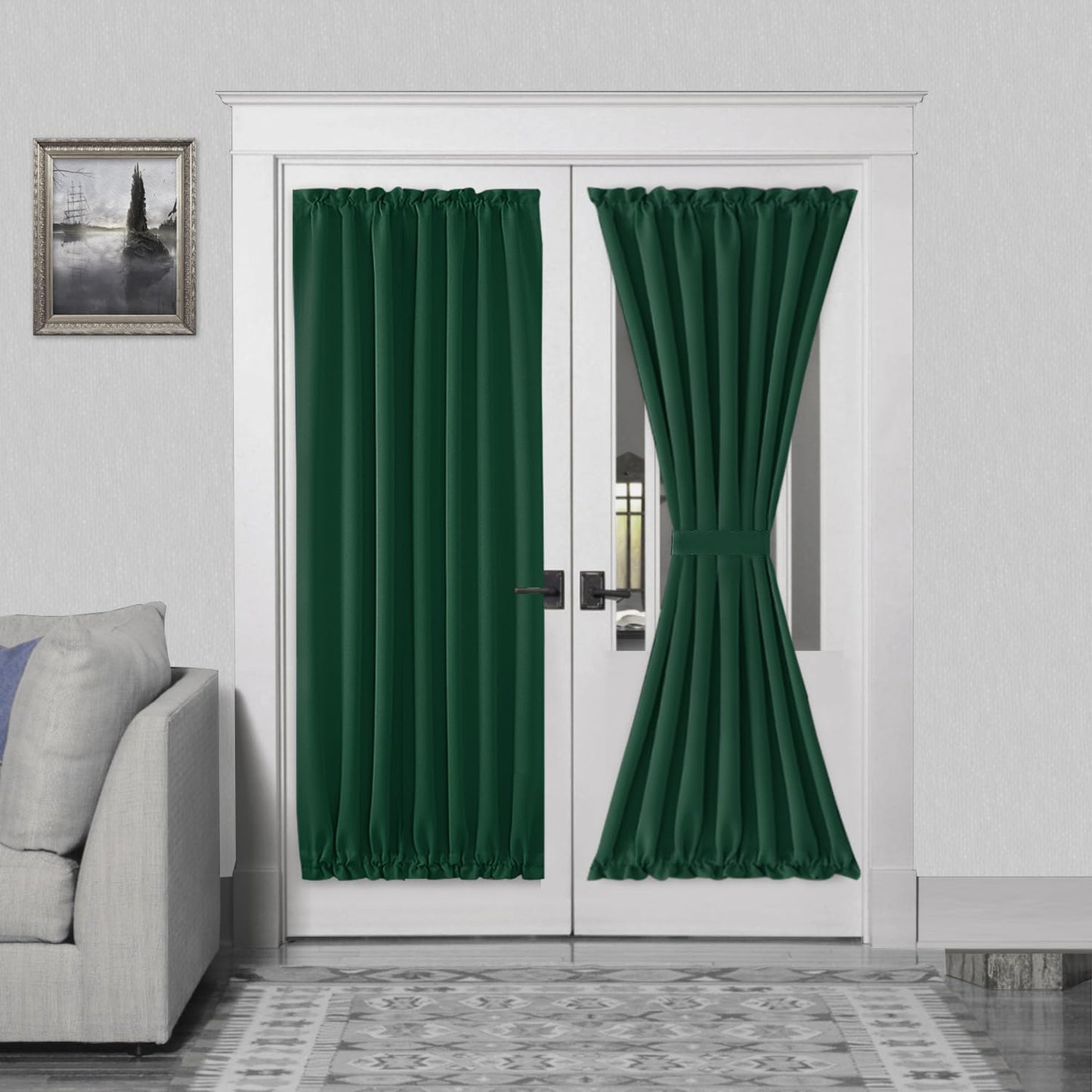DWCN French Door Curtain - Rod Pocket Thermal Blackout Panel for Doors With Glass Window, Kitchen