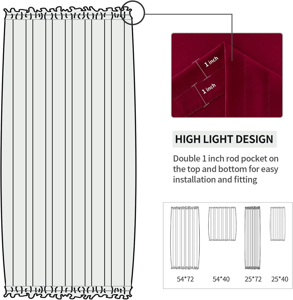 DWCN French Door Curtains – Rod Pocket Thermal Blackout Curtain for Doors with Glass Window