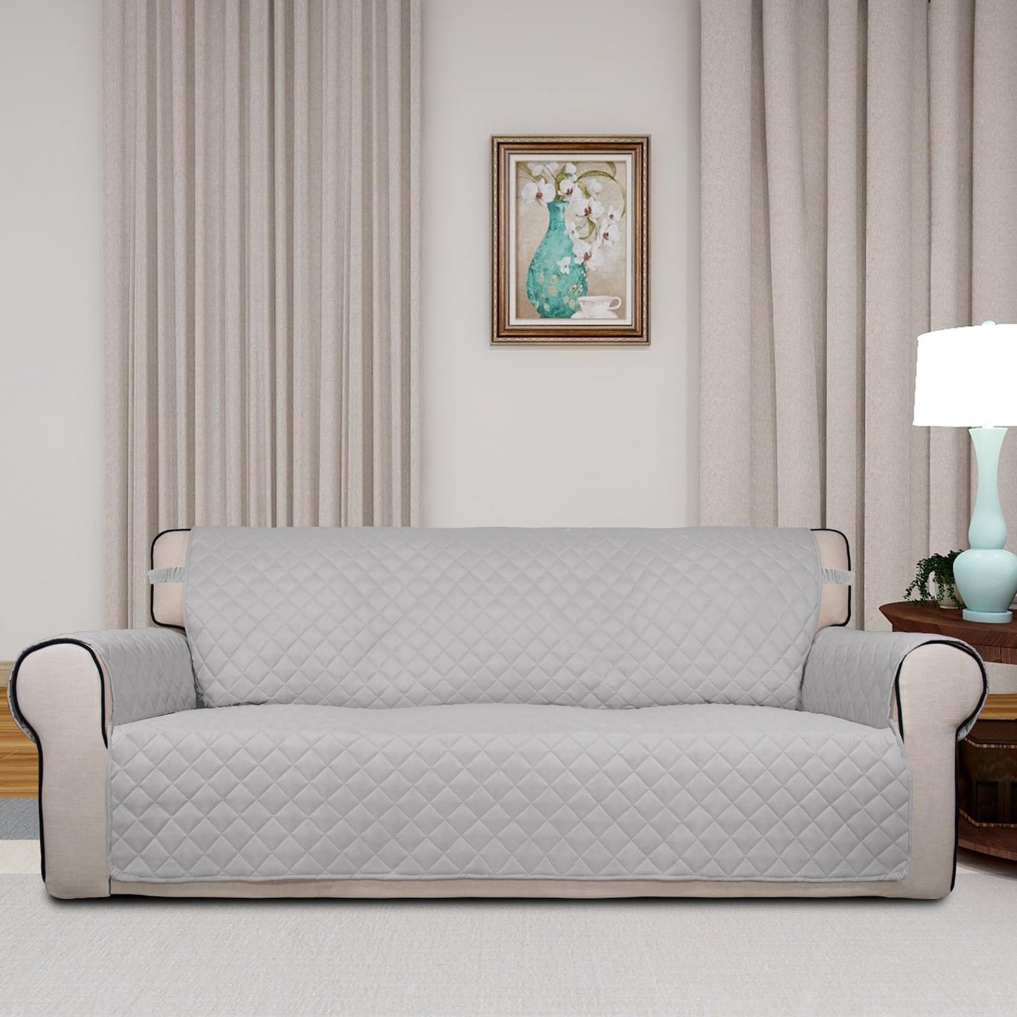 PureFit Reversible Quilted Sofa Cover, Water Resistant Slipcover Furniture Protector, Washable