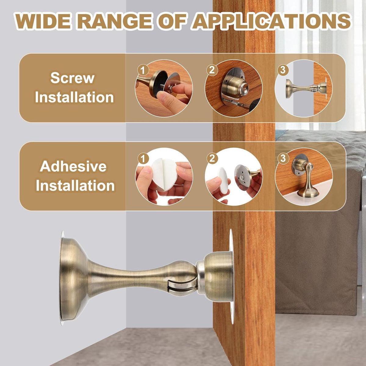 MECCANIXITY Magnetic Door Stoppers Stainless Steel Door Stops, Wall Floor Mounted Doors Holder Keep