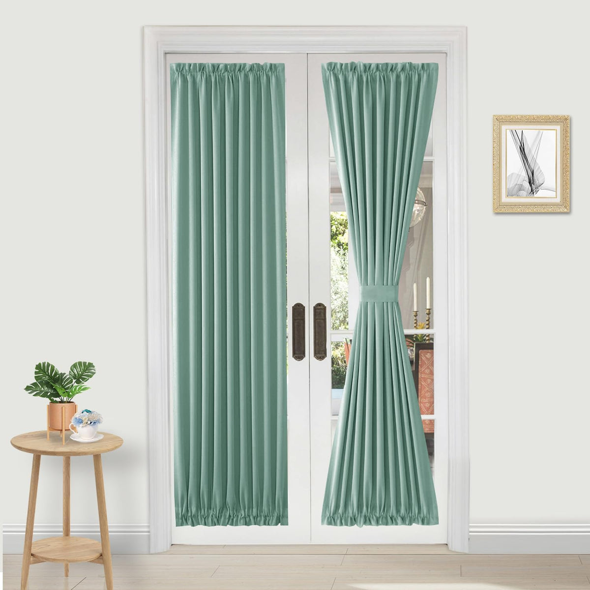 DWCN French Door Curtains – Rod Pocket Thermal Blackout Curtain for Doors with Glass Window