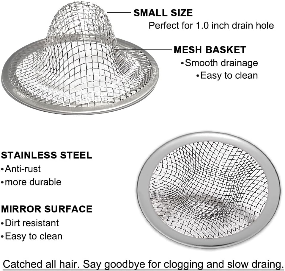 1.0" Bathroom Sink Drain Strainers, 6PCS Drain Hair Catchers for Laundry, Mop Pool, Utility, Slop