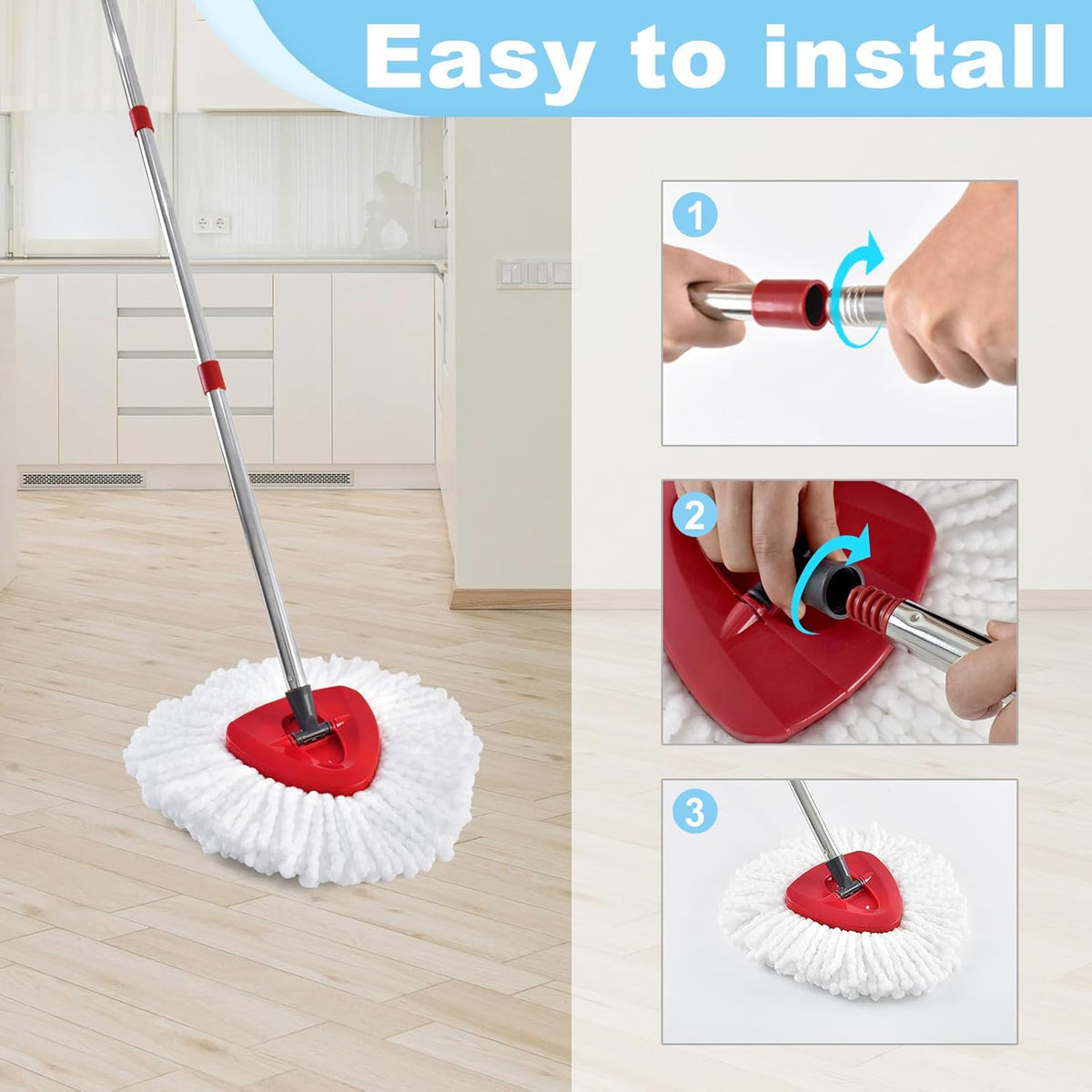Mop Handle for Ocedar,Spin Mop Replacement Handle Compatible with O Cedar, American Threaded Joint