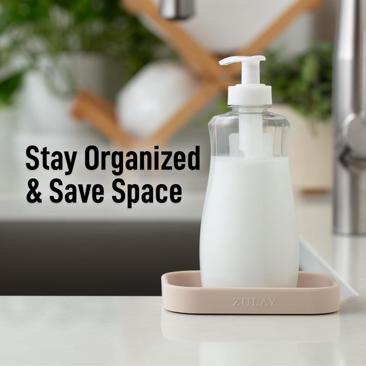 Zulay Kitchen Small Silicone Sponge Holder (4.9x3.3”) – Space-Saving Sink Organizer Tray for
