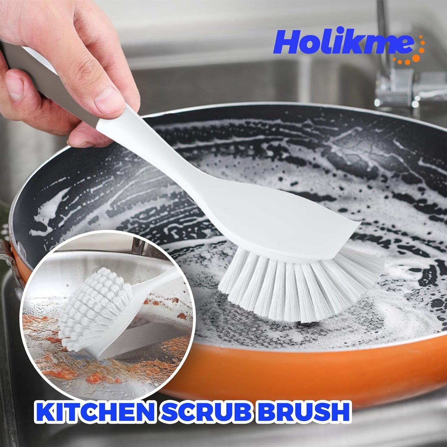 Holikme Cleaning Brush Set, Scouring Pad for Cleaning, Groove Gap Brushes for Pot, Pan, Kitchen