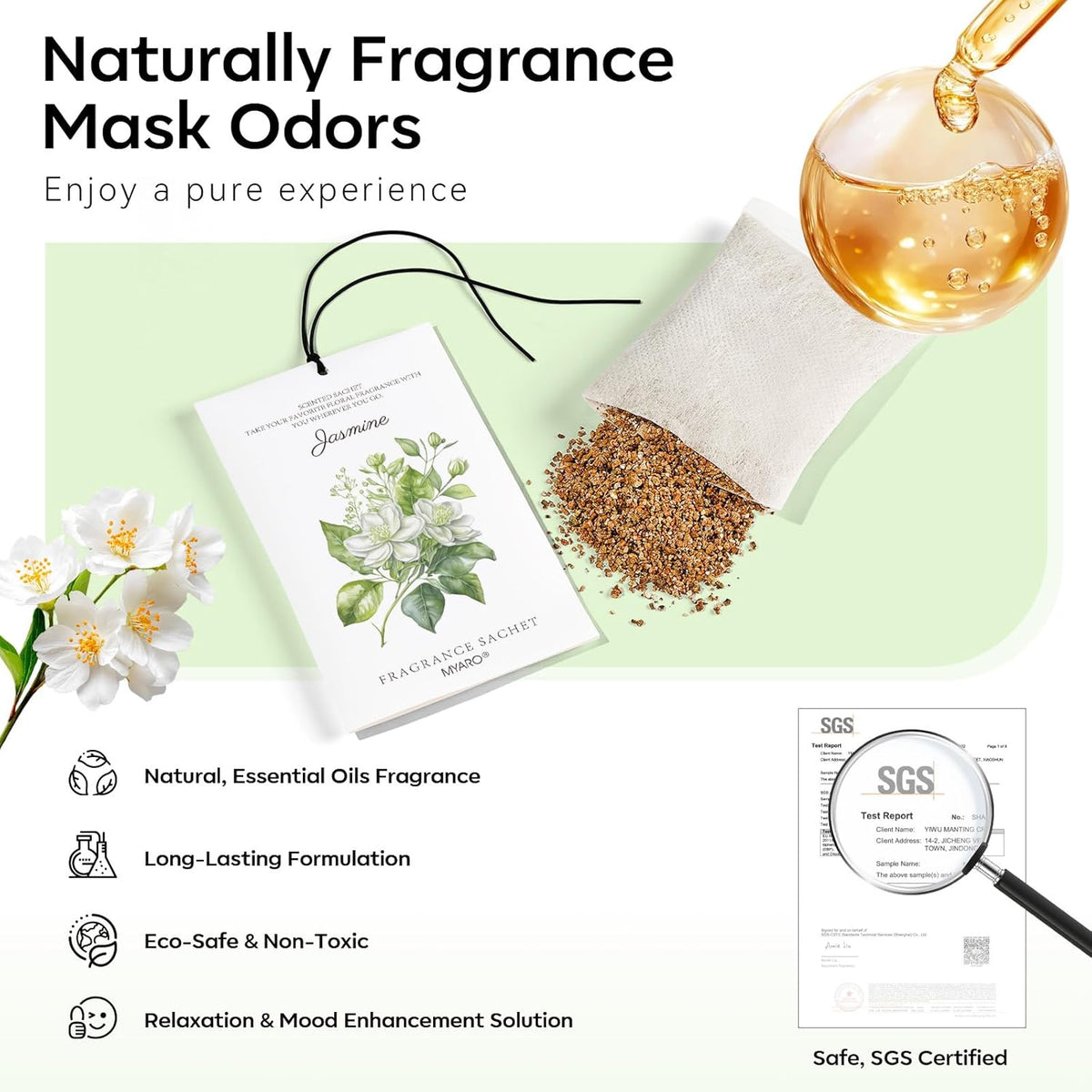 MYARO 12 Packs Jasmine Scented Sachets for Drawer and Closet, Long-Lasting Air Freshener Sachets