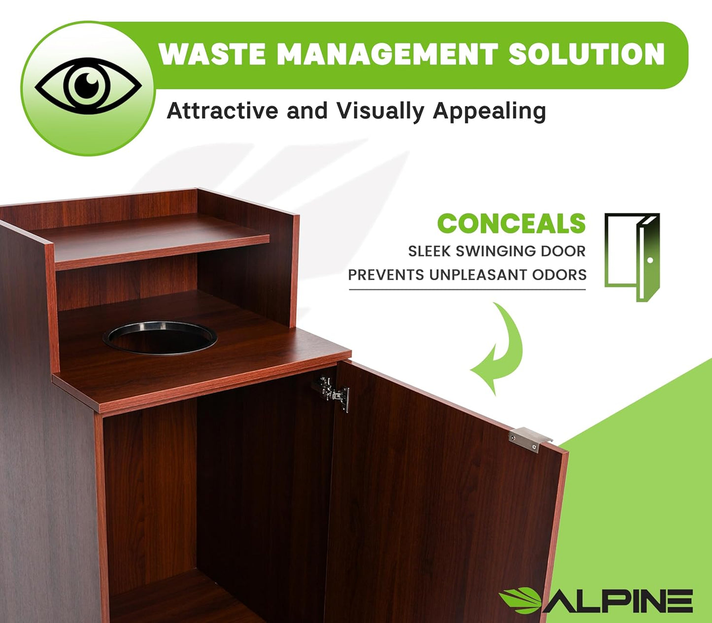 Alpine Restaurant Trash Bin Cabinet - Commercial Trash Can Garbage Receptacle Indoor with Tray