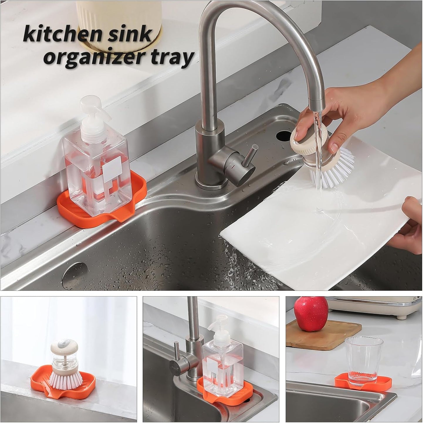 Silicone Bathroom Soap Dishes with Drain Spout-Bathroom and Kitchen Sink Organizer,Sponge