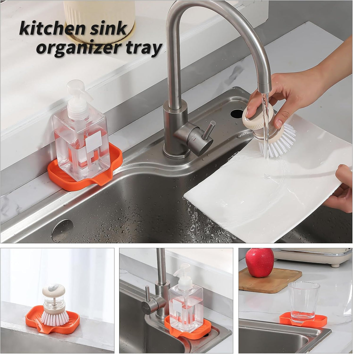 Silicone Bathroom Soap Dishes with Drain Spout-Bathroom and Kitchen Sink Organizer,Sponge