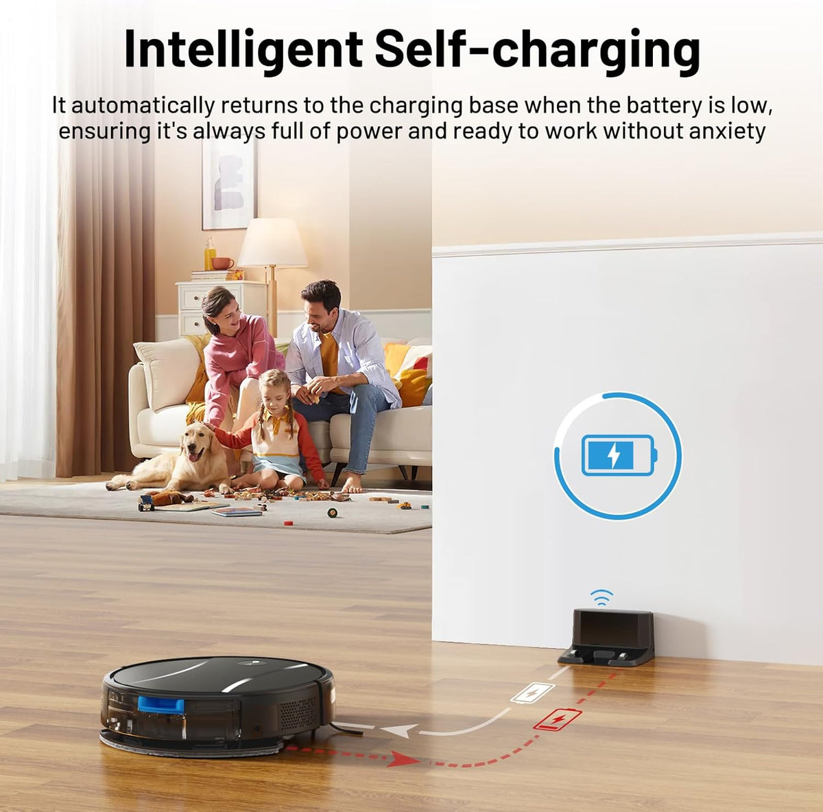 Robot Vacuum and Mop Combo,4200Pa Powerful Robotic Vacuum Cleaner with Self-Charging, Home