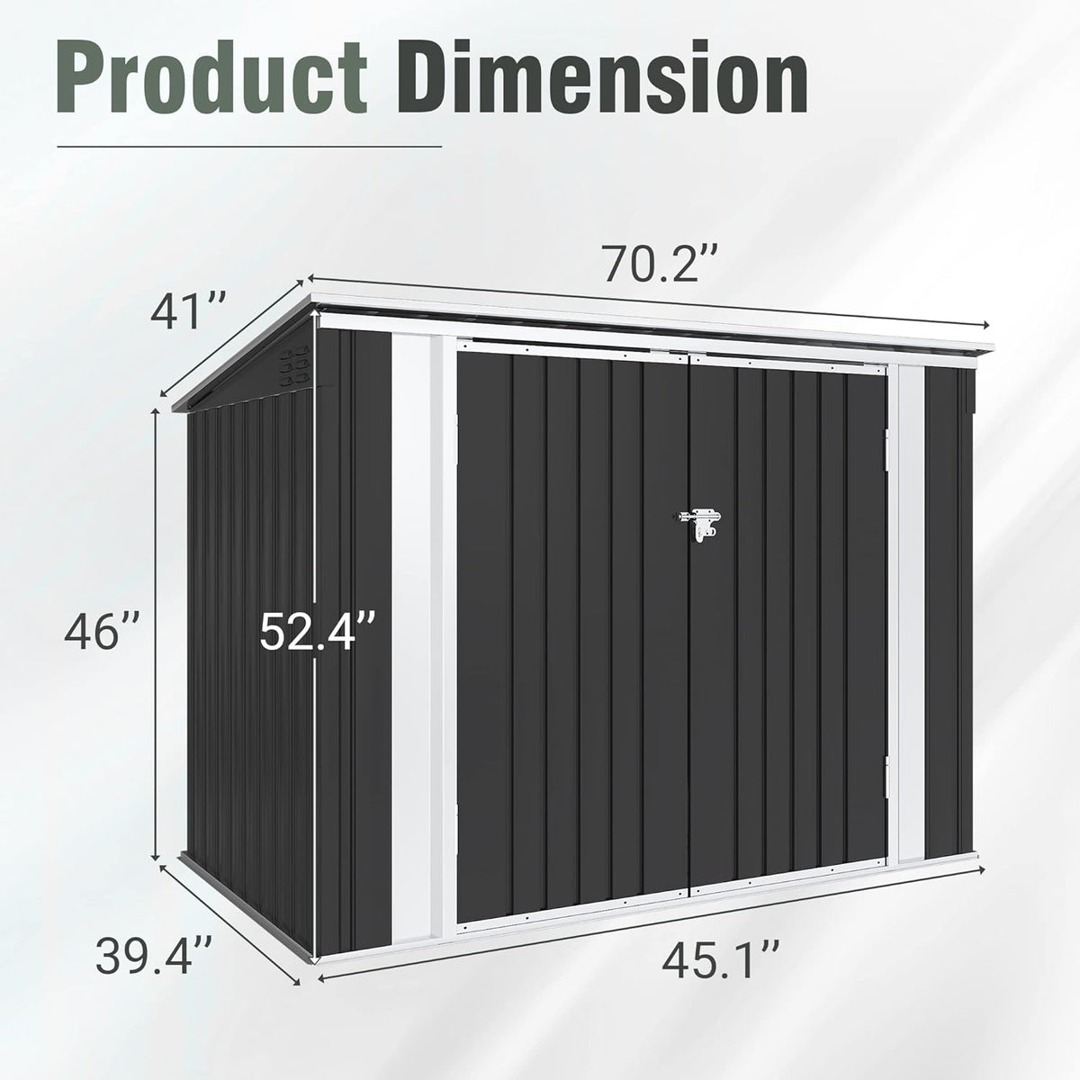 Greesum 5.8x3.3 FT Outdoor Storage Shed Metal Garbage Shed with Lid Chain Hydraulic Gas Rod for
