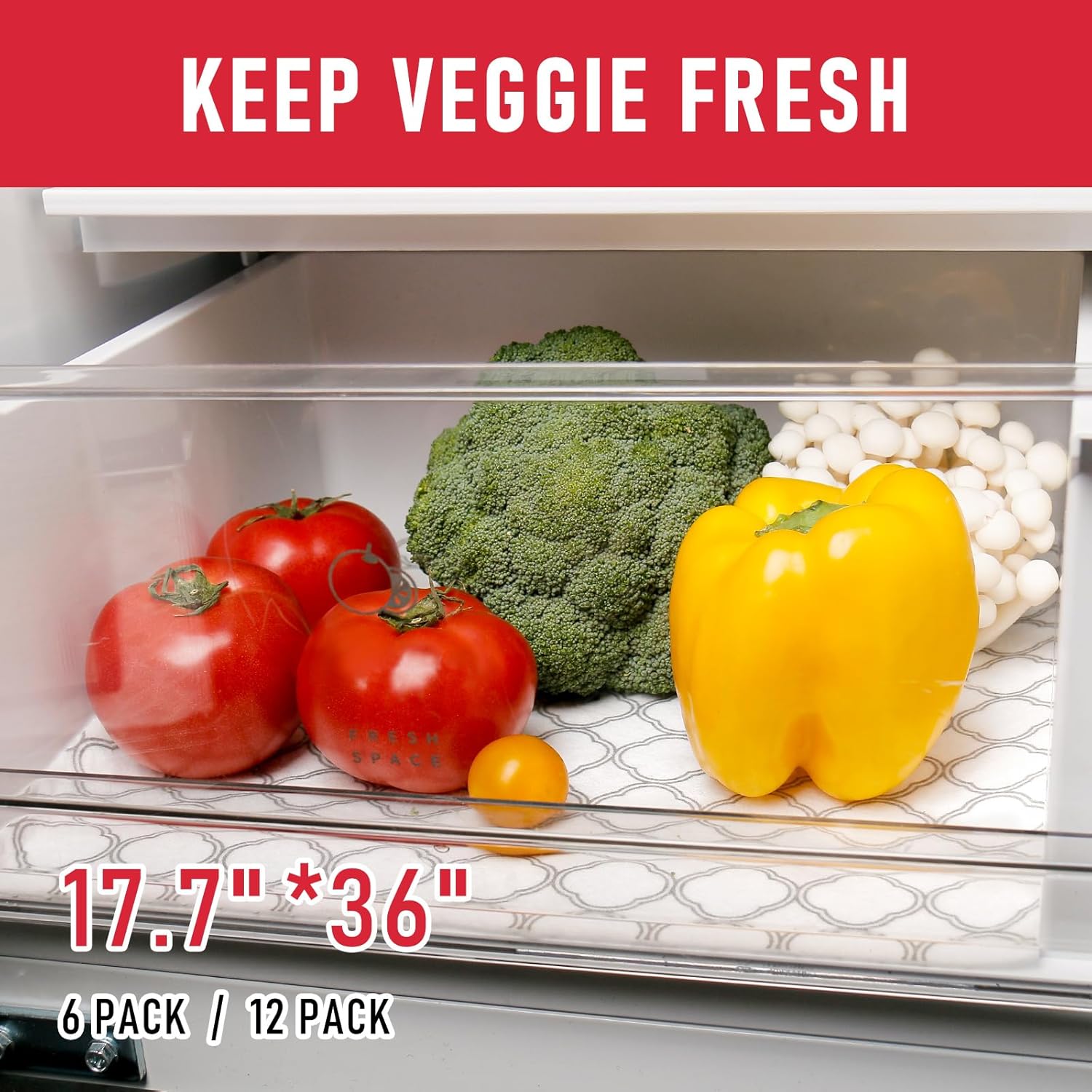 Cooyes Refrigerator Shelf Liners for French Door Fridge, 17.7" × 36" Extra Large, Non-Slip Fridge