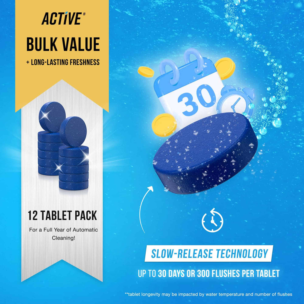 ACTIVE Automatic Toilet Bowl Cleaner Tablets Blue Gel Toilet Tank Cleaners – view 4