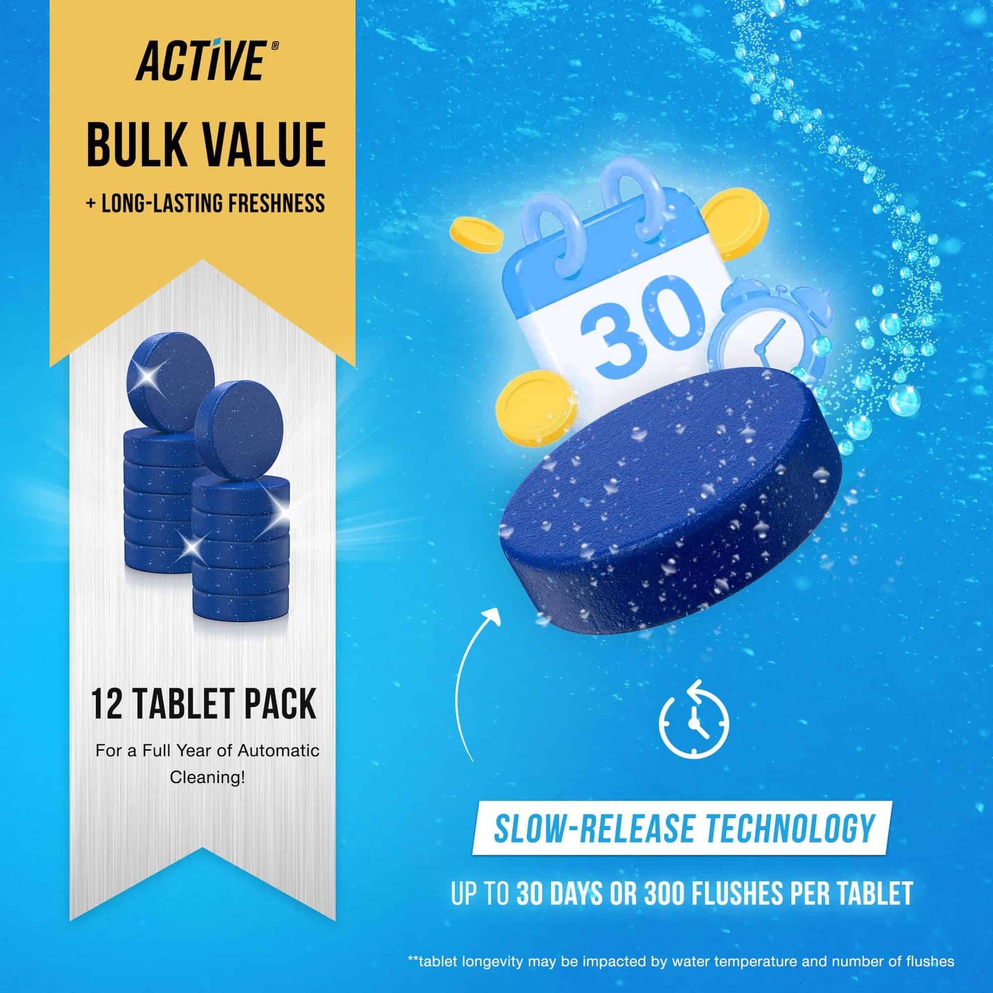 ACTIVE Automatic Toilet Bowl Cleaner Tablets Blue Gel Toilet Tank Cleaners – view 4