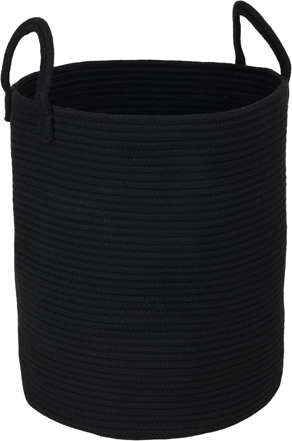 Black Cotton Rope Laundry Basket Hamper for Clothes Woven Storage Basket for Living Room Bedroom