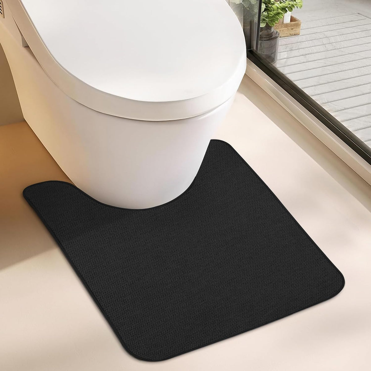 Toilet Rugs U Shaped Bathroom Rug,Machine Washable Non Slip Quick Dry Super Absorbent Ultra Thin