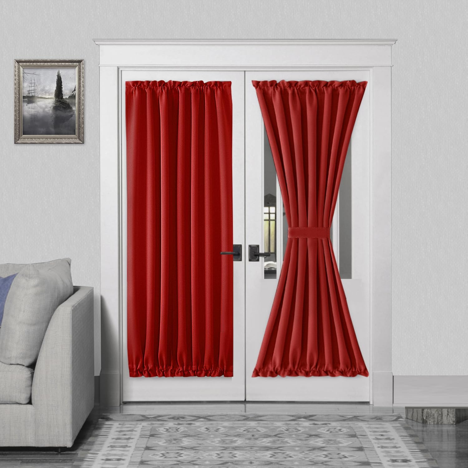 DWCN French Door Curtains – Rod Pocket Thermal Blackout Curtain for Doors with Glass Window