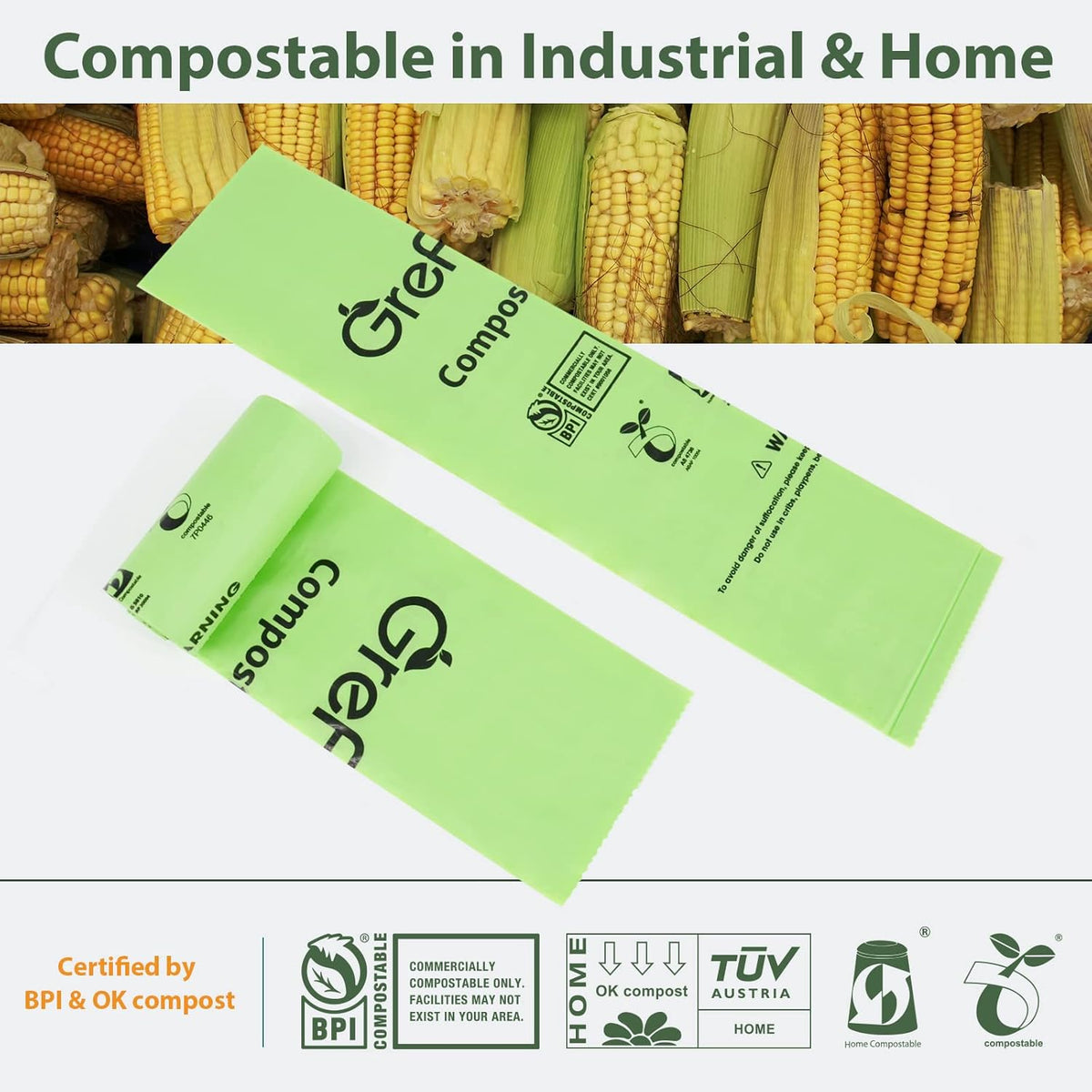 Compostable Bags,Trash bags 13+ gallon tall kitchen, Compostable Trash Lawn & Leaf Yard Waste