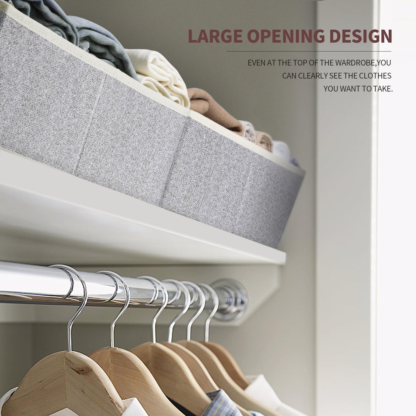 Homsorout Closet Organizers Bins 6 Packs - Large Closet Shelf Organizer with Handles, Fabric