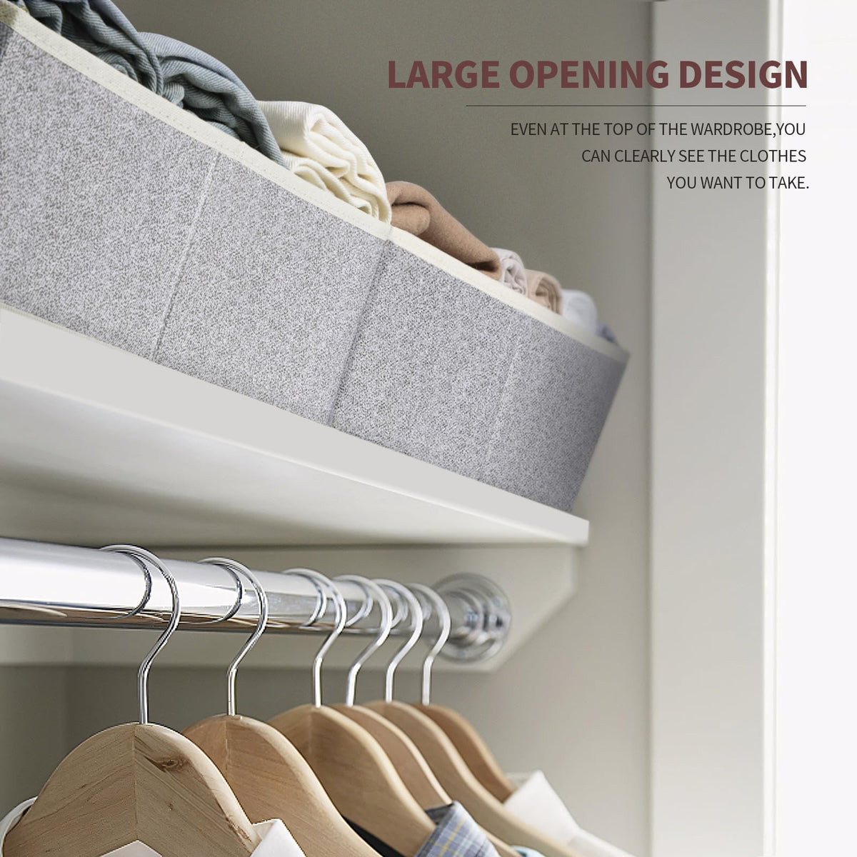 Homsorout Closet Organizers Bins 6 Packs - Large Closet Shelf Organizer with Handles, Fabric