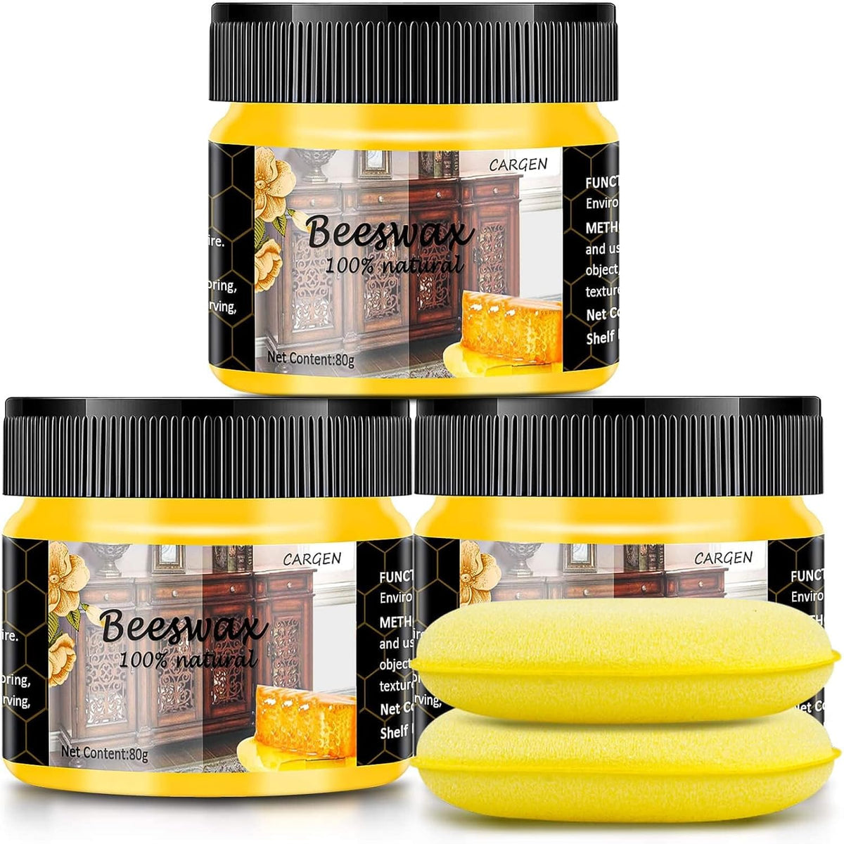 CARGEN 3 PCS Wood Seasoning Beewax Natural Beewax Traditional Wood Wax Multipurpose Beeswax