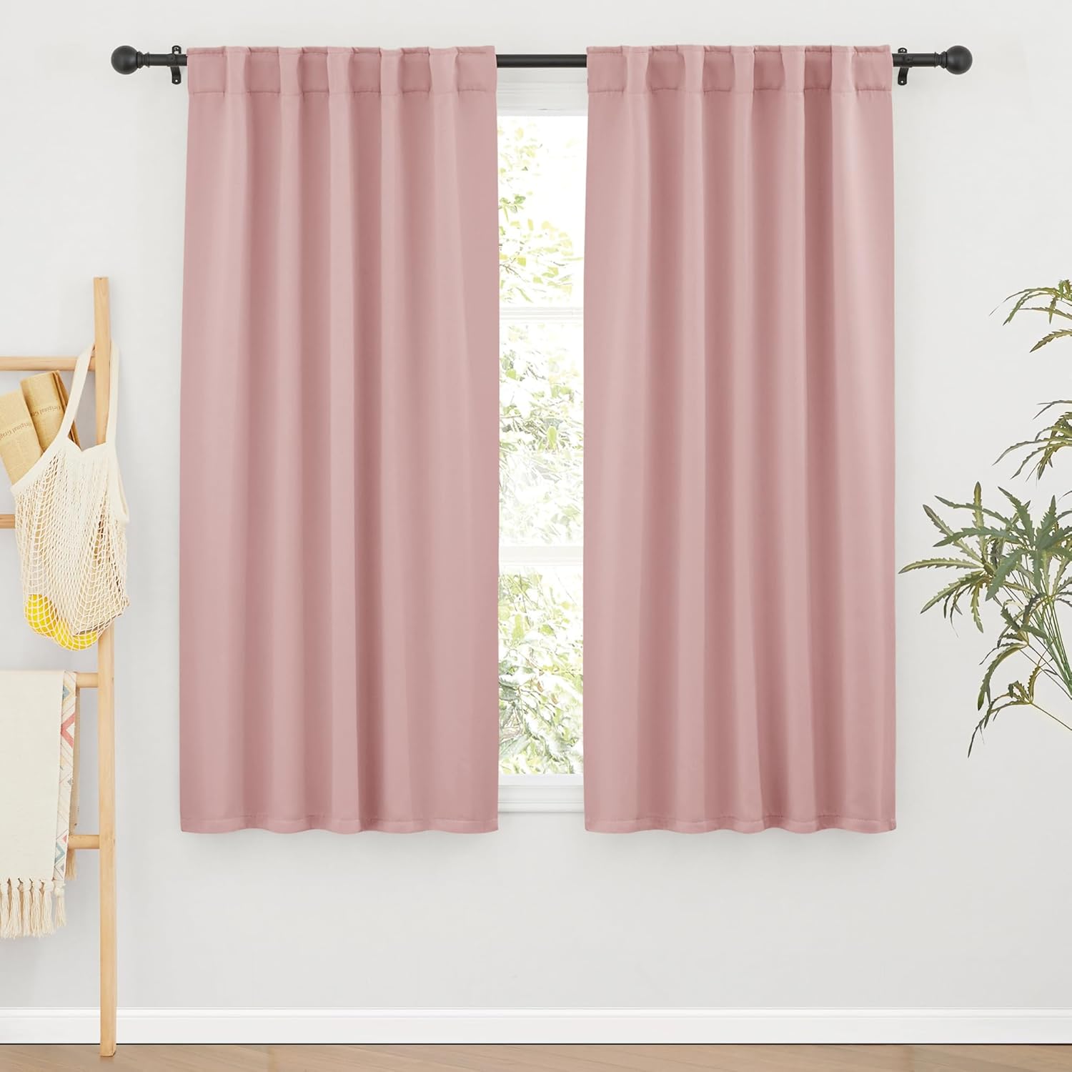 RYB HOME Pink Blackout Curtains for Girls Bedroom 63 inches Long - Thermal Insulated Curtains and