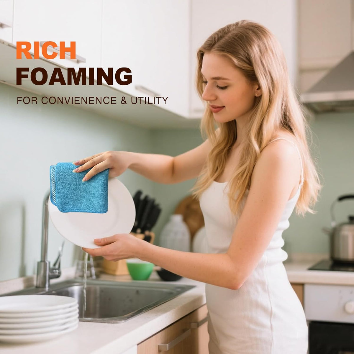 KinHwa Kitchen Washcloths for Dishes Absorbent Microfiber Dish Cloths Quick Dry Dish Rags with Poly