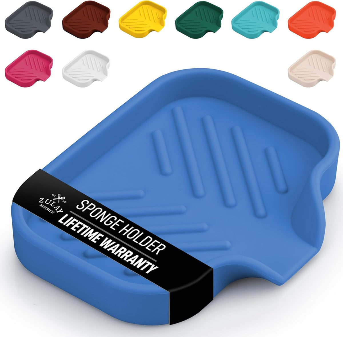Zulay Kitchen Small Silicone Sponge Holder (4.9x3.3”) – Space-Saving Sink Organizer Tray for