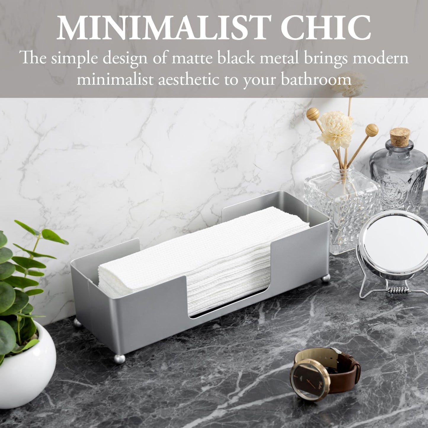MyGift Paper Towel Holder, Modern Silver Tone Metal Tabletop Paper Dispenser, Commercial Folded
