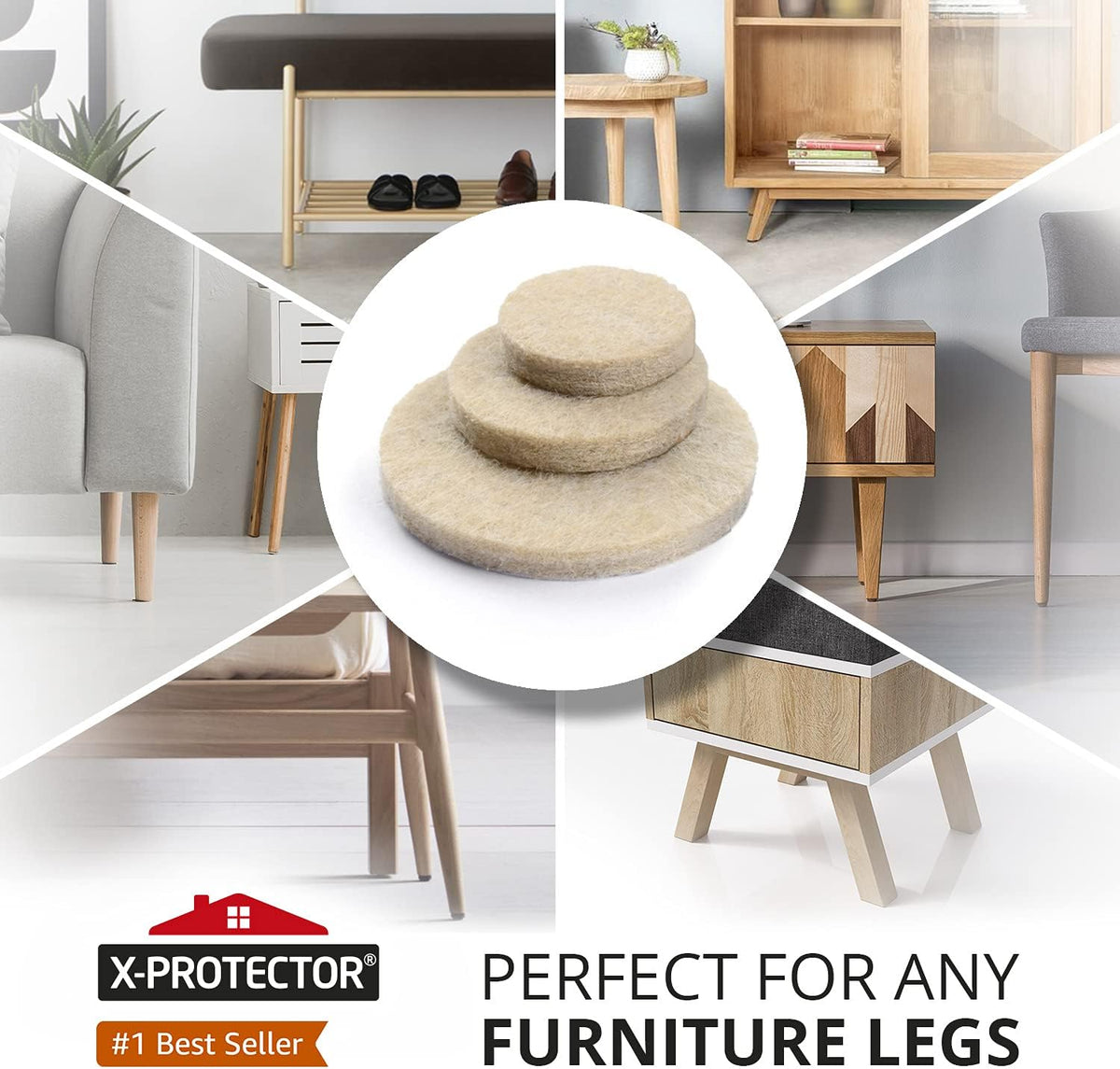 Felt Furniture Pads X-PROTECTOR 181 PCS Premium Furniture Pads - Felt Pads Furniture Feet Best Wood