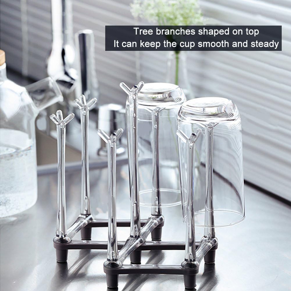 Marbrasse Retractable Cup Drying Rack, Drinking Glass and Sports Bottle Drainer Stand, Plastic Bag