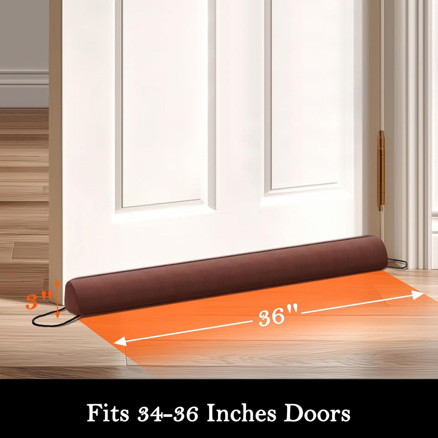 Sunolga 36" Door Draft Stopper Blocks Hot and Cold Air with Removable Washable Cover for Gaps Up to