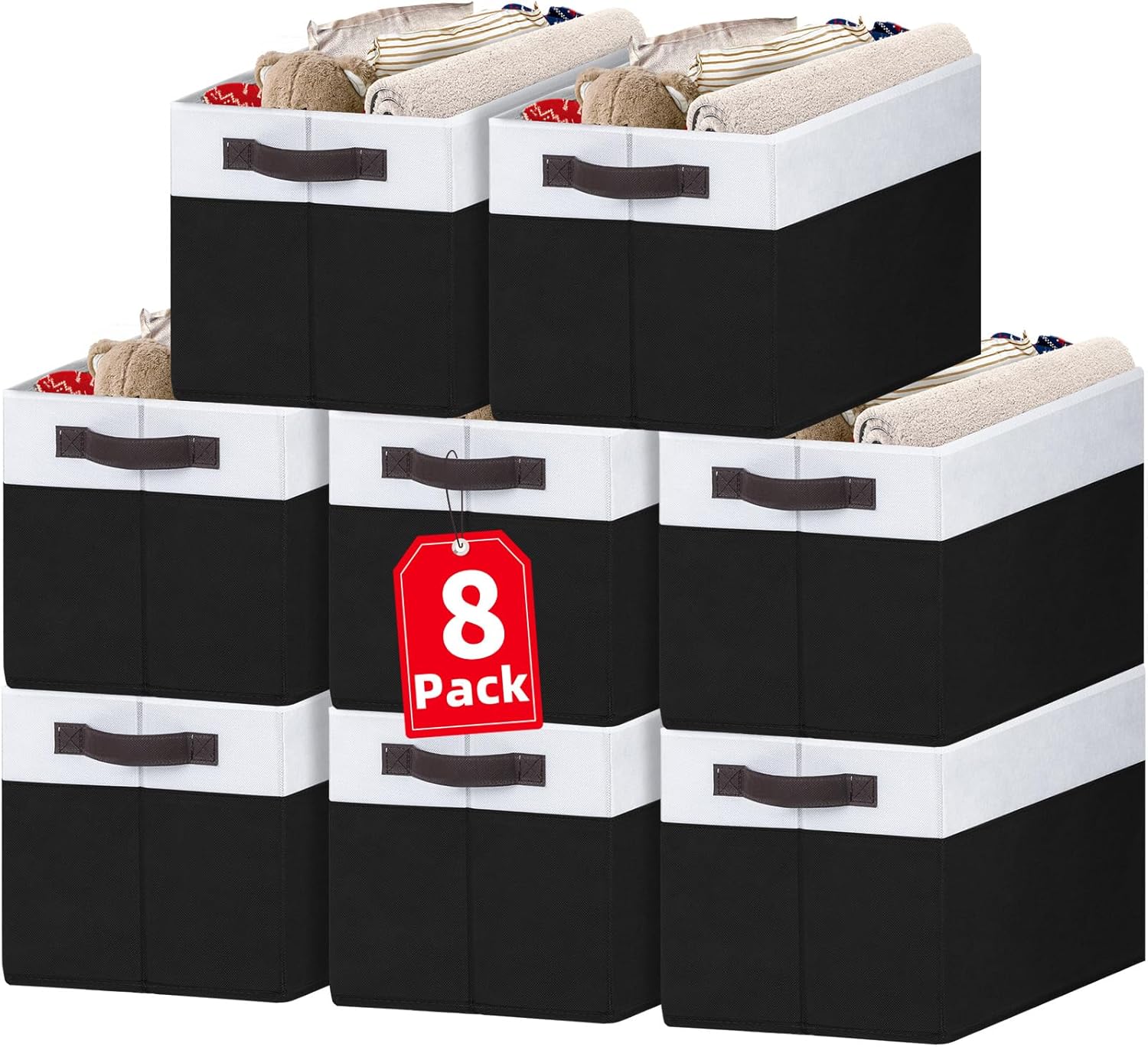 Criusia 8 Pack Large Storage Baskets for Room Organization, Multi-Purpose Bins for Closet, Shelves