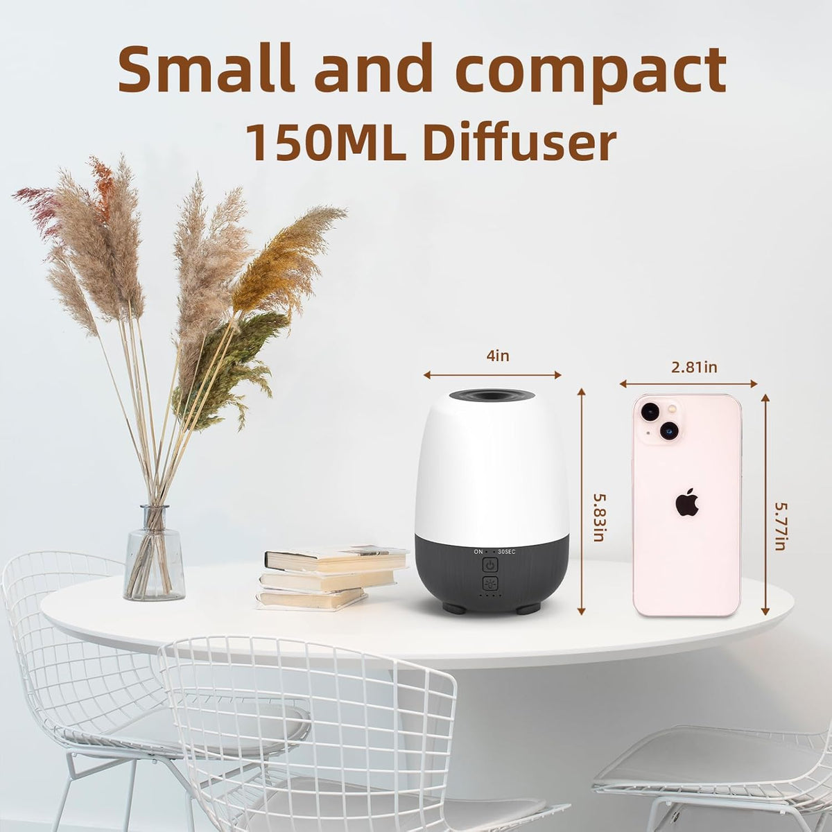 150ML Rechargeable Battery Operated Essential Oil Diffuser, Portable Cordless Aromatherapy