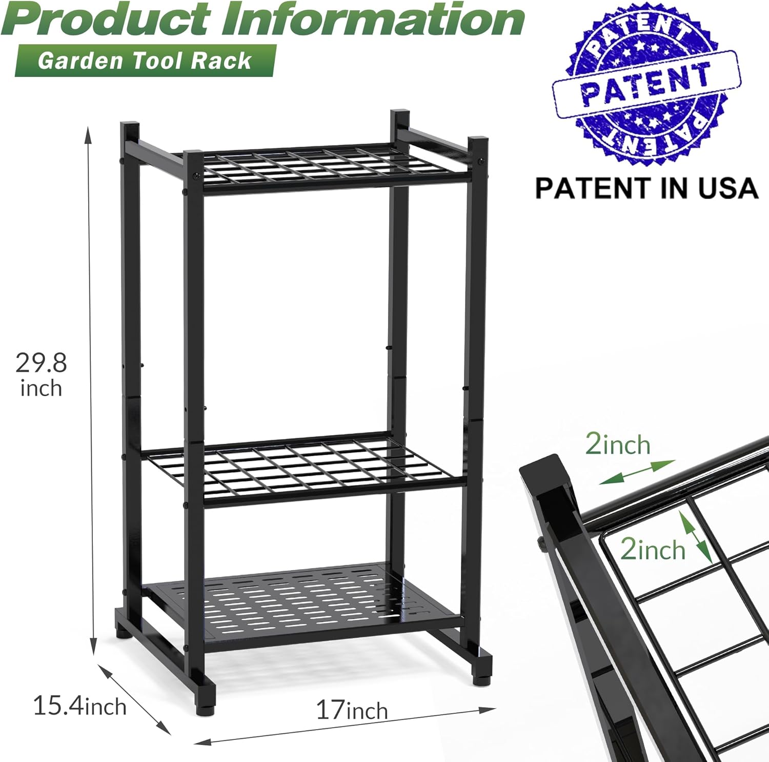 Garden Tool Organizer, Yard Tool Tower Rack for Garage Organization and Storage, Up to 35