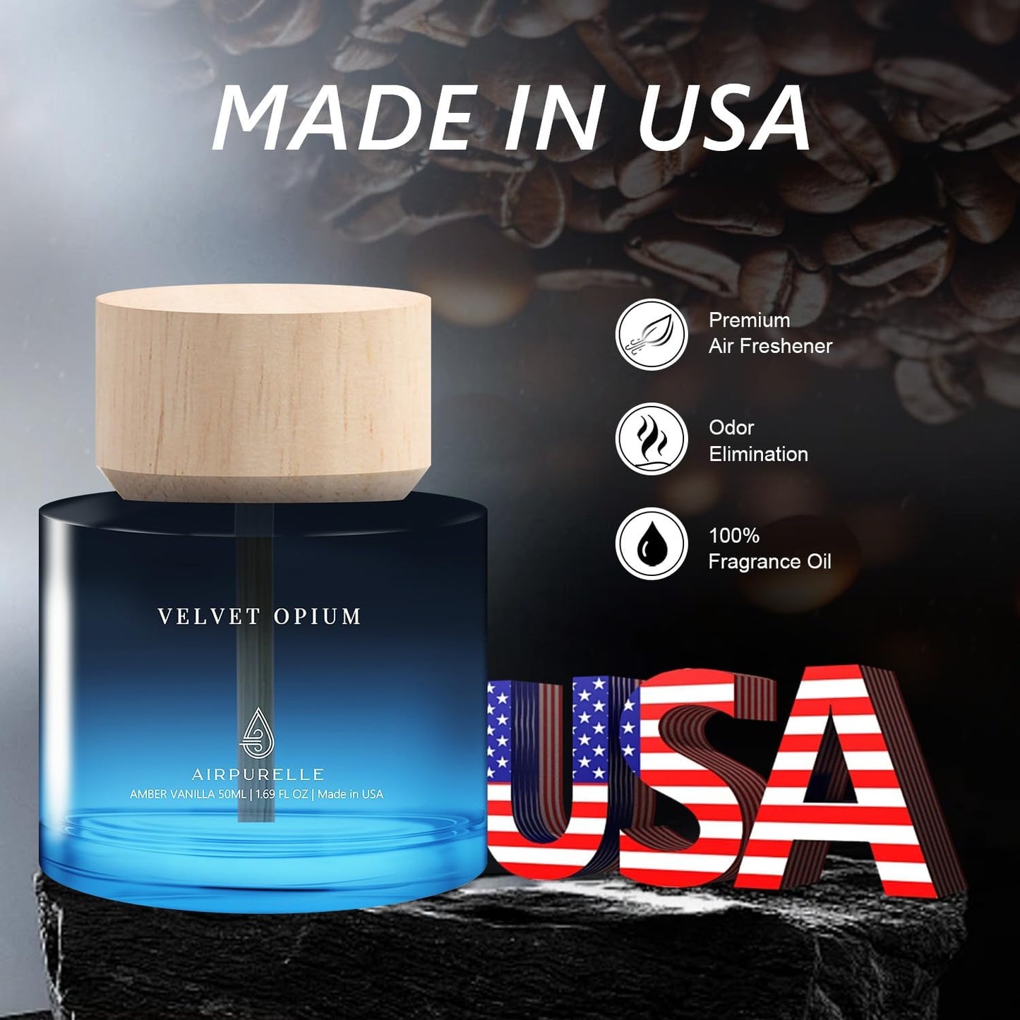 Car Air Freshener for Men & Women – Long-Lasting Amber Vanilla Essential Oil Diffuser for Car Cup