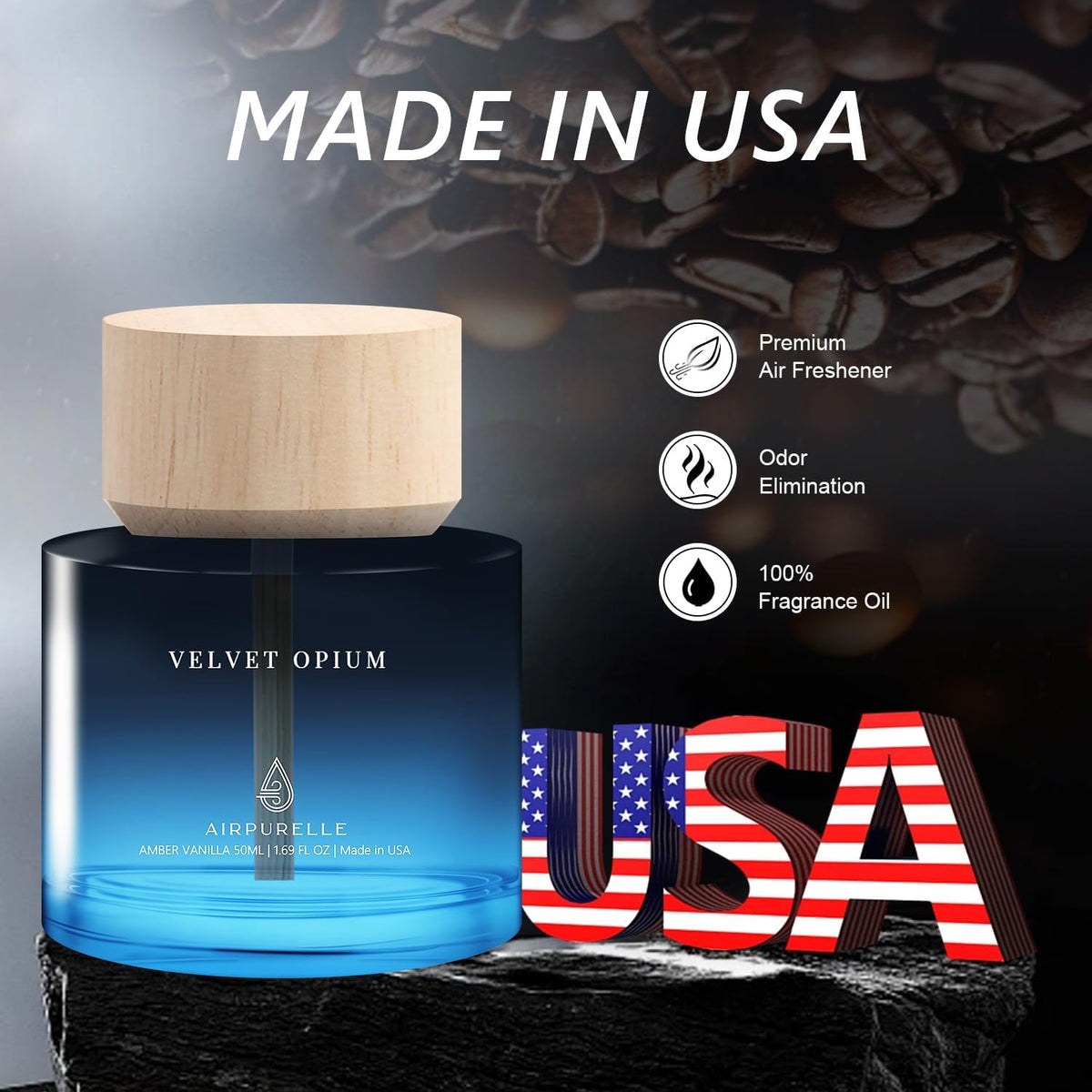 Car Air Freshener for Men & Women – Long-Lasting Amber Vanilla Essential Oil Diffuser for Car Cup