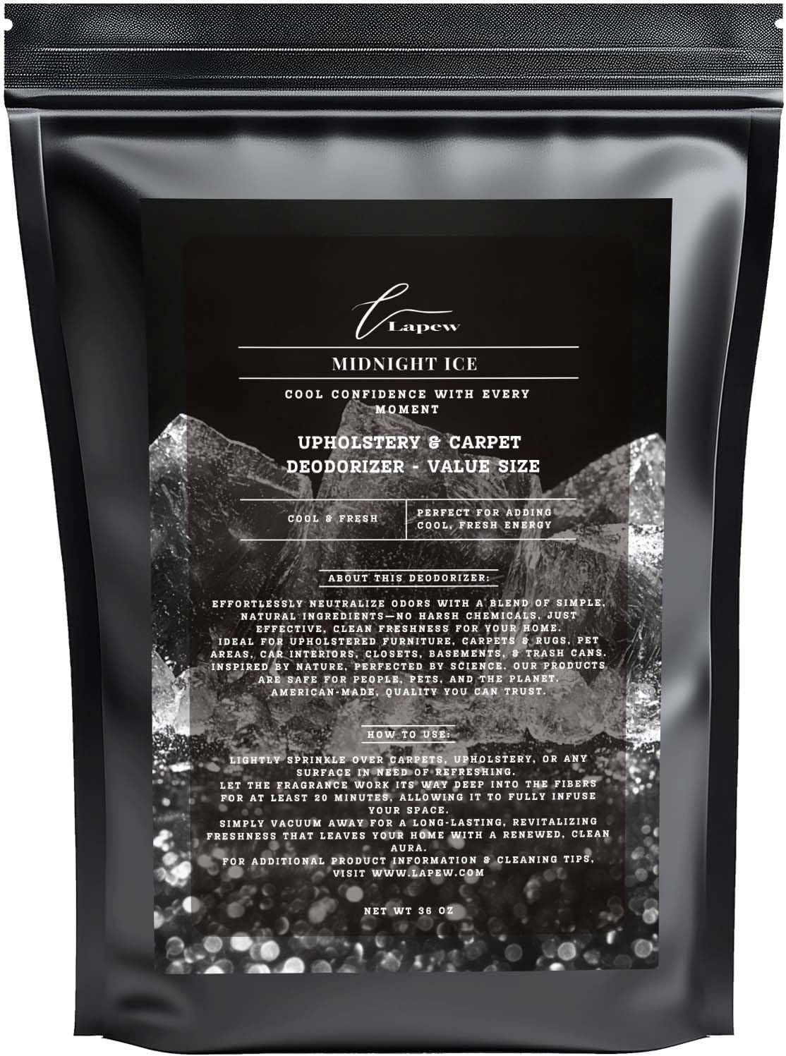 Midnight Ice Carpet Freshener Powder Refill 36 oz | Powerful Odor Eliminator for Home | Upholstery