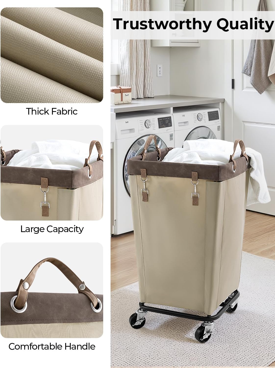 StorageWorks 160L Laundry Basket with Wheels, Large Rolling Hampers for Clothing Organizer, Dirty