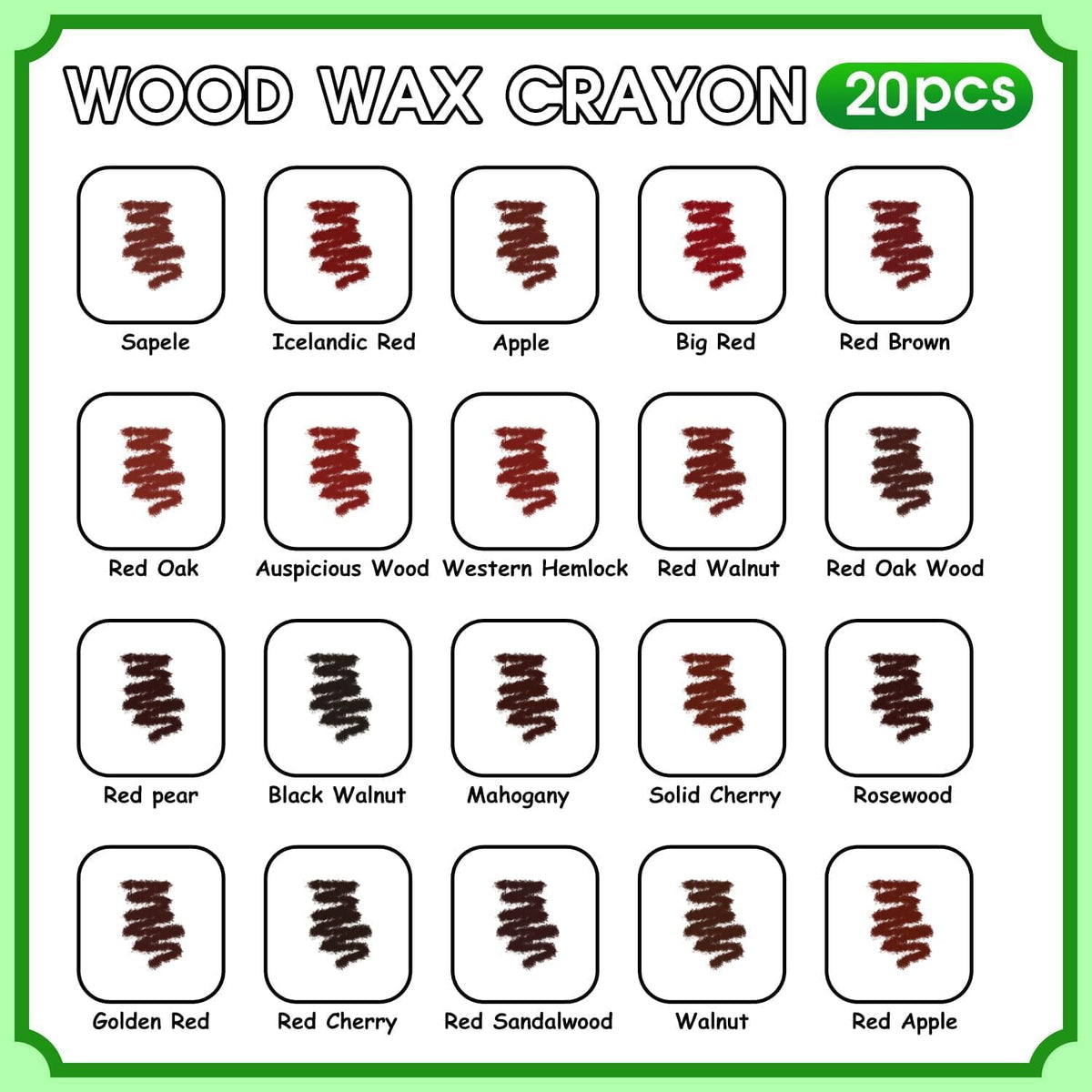 Furniture Markers Touch Up, 20 Colors Wood Filler Sticks, Wood Wax Crayons for Repairing Scratches