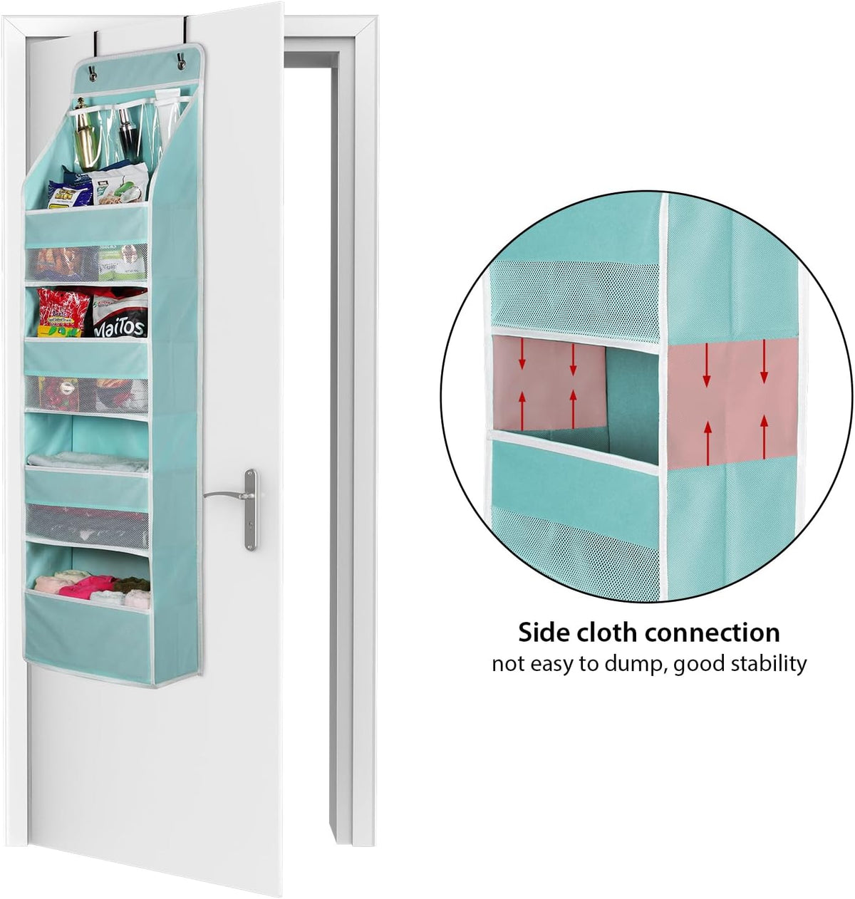 Univivi 5-Shelf Fabric Door Storage Over Door Hanging Organizer with 4 Large Pockets and 3 Small