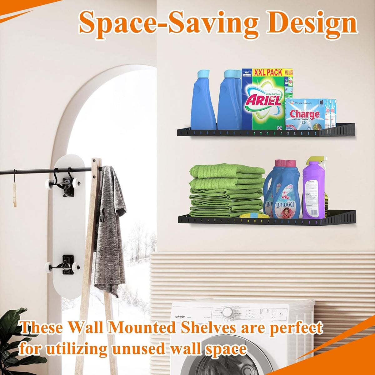 PEKGRIL 2 Pack Garage Wall Shelf, 1X2 Ft Heavy Duty Garage Shelving, Wall Mounted Storage Shelves