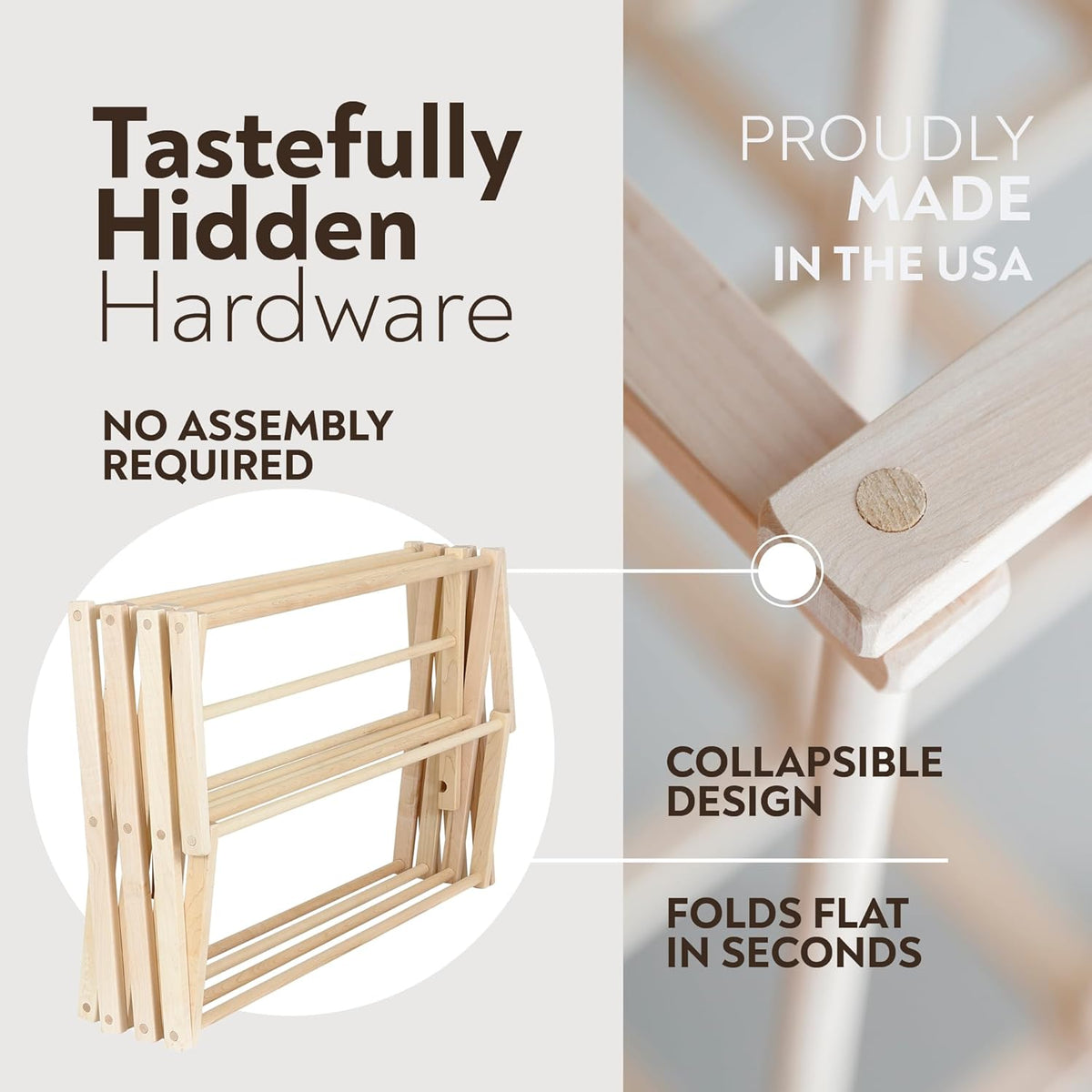 Pennsylvania Woodworks Clothes Drying Rack: Solid Maple Hard Wood Laundry Rack for Blankets