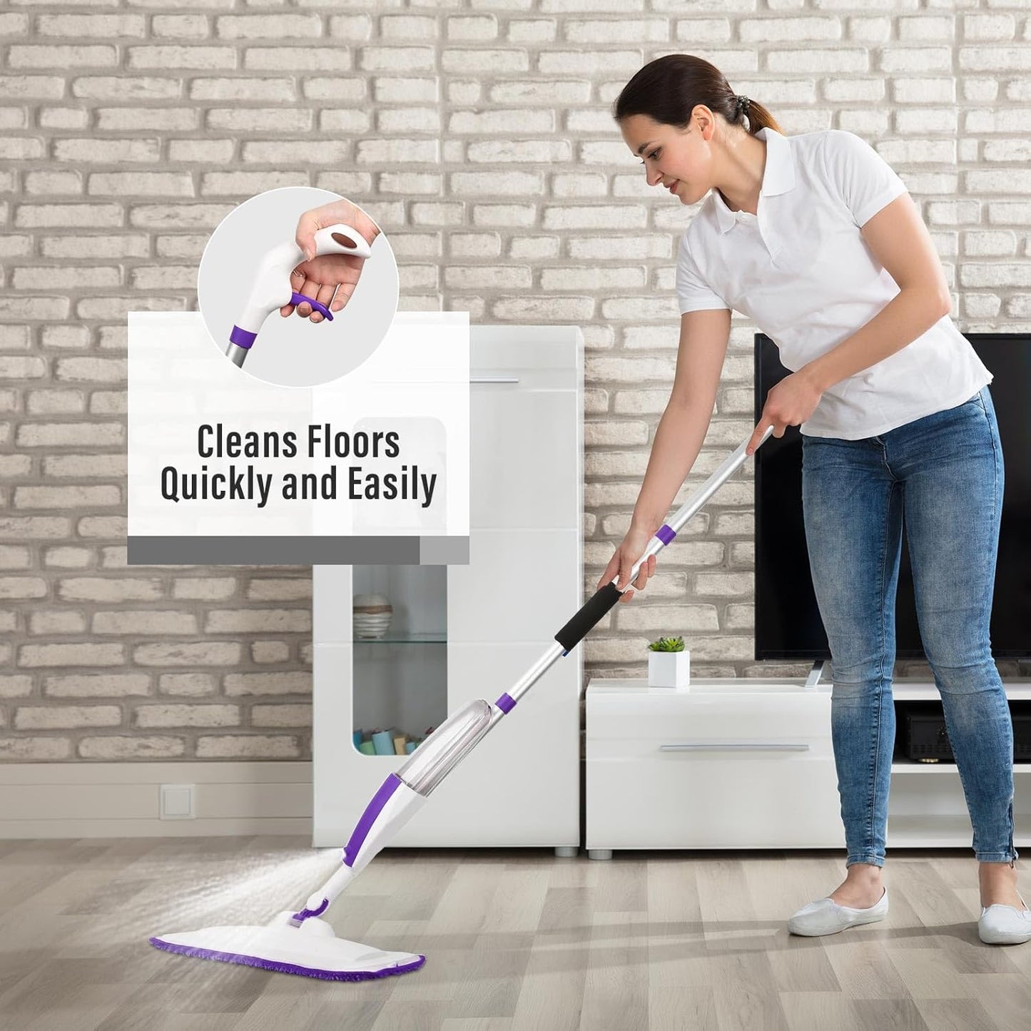Spray Mops for Floor Cleaning Floor Mop with a Refillable Spray Bottle and 3 Washable Microfiber