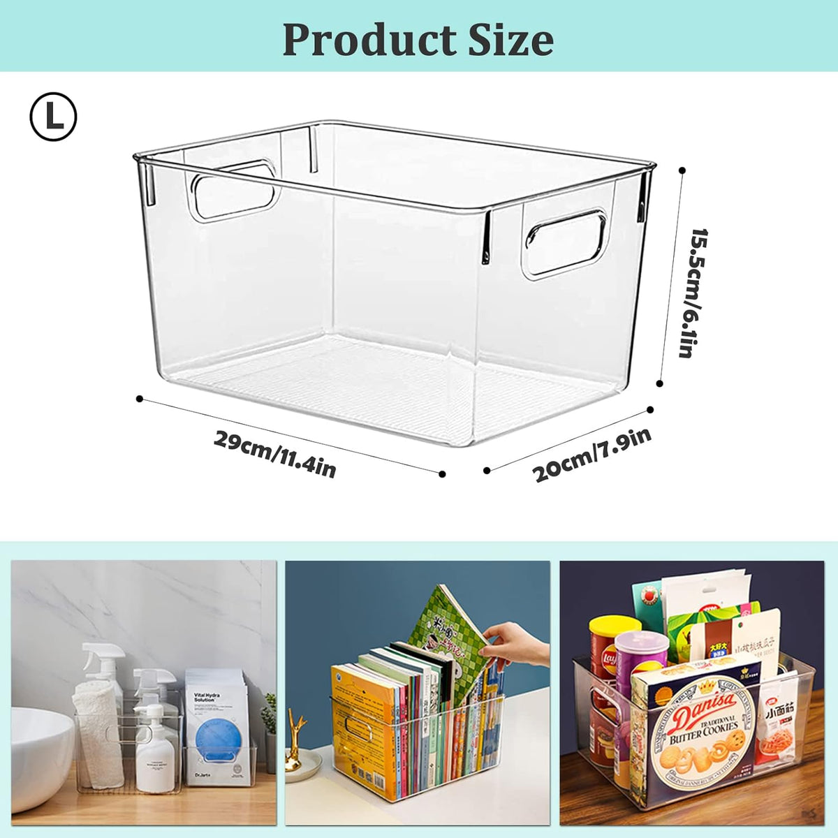 Fridge Clear Plastic Storage Bins, 4 Pack Pantry Organizers & Storage Containers, Cabinet